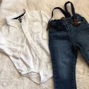 🌟Oshkosh jeans baby boy and white shirt